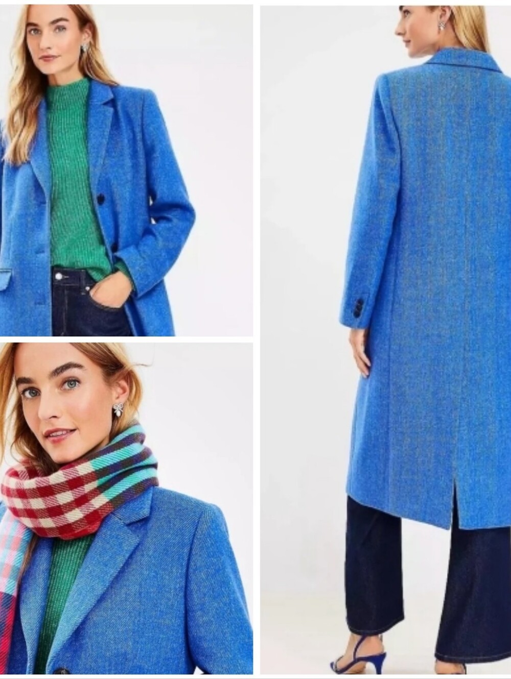 LOFT Long Blue Twill Pea Coat NWOT Size XL